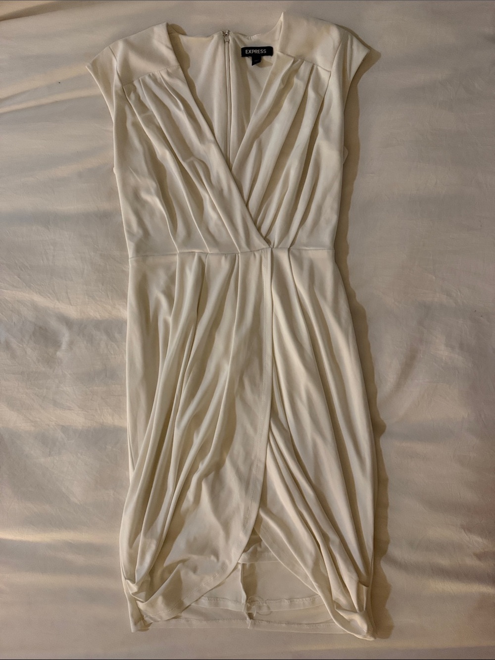 Express Cream Surplice Midi Dress